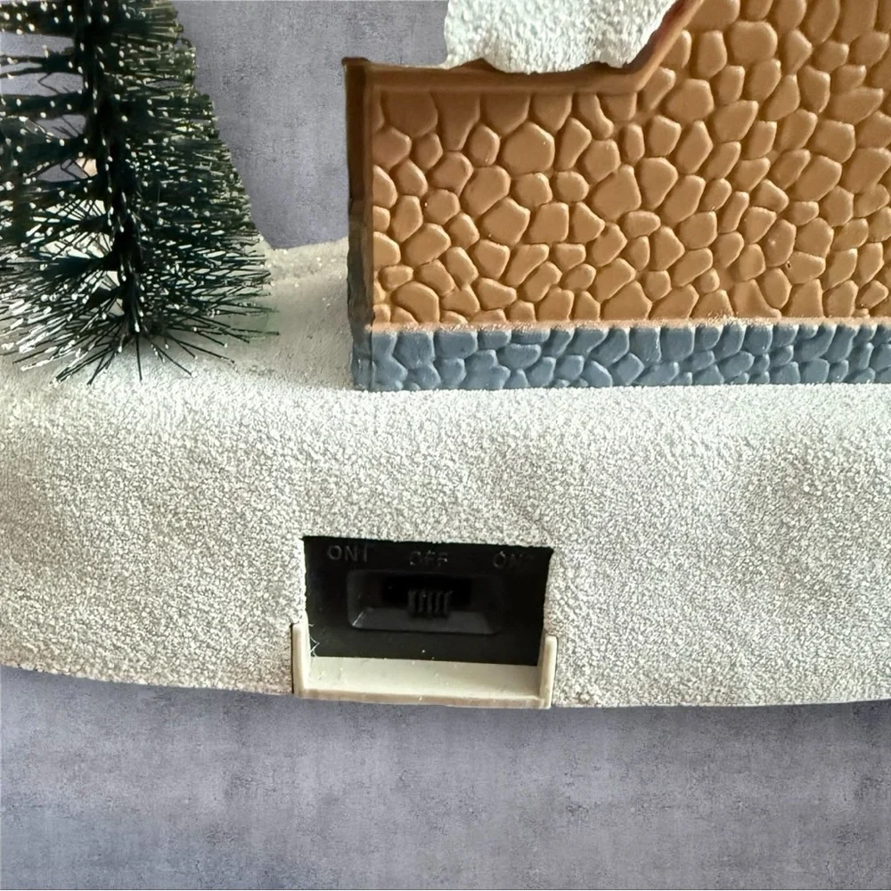 Christmas Village Landscape with Rotating Santa & Sleigh